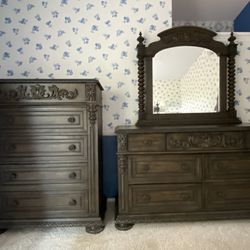 Bedroom Set A Bed Frame & 2 Dressers (Individually Or As A Set)