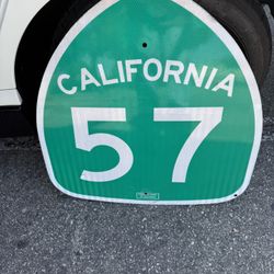 AUTHENTIC 57 FREEWAY SIGN HIGHWAY ROUTE 66 MAN CAVE GARAGE CARS