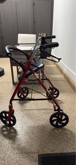 Guardian Red 4-Wheel Rollator Walker with Seat