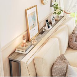 Narrow behind the couch charging station console table with outlets 