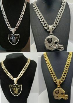 20/24" Raiders Iced Out Cuban Chain Necklacesold separately. Most teams available also SHIPPING AVAILABLE