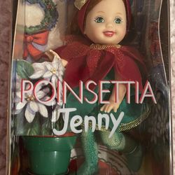 Mattel Poinsettia JENNY Christmas Special Edition Barbie Doll/ And Ornament