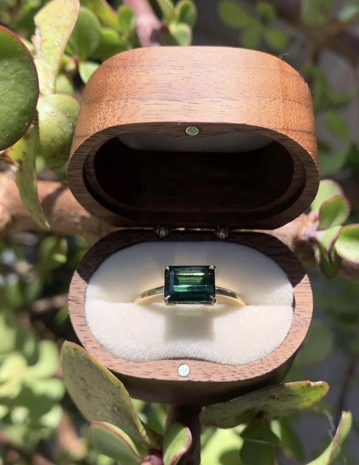Green Tourmaline Ring on 14k Gold Band