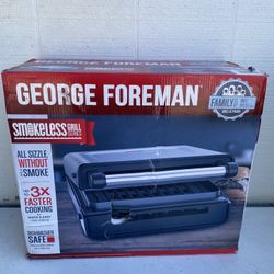 GEORGE FOREMAN CONTACT SMOKELESS-READY GRILL, FAMILY SIZE (4-6 SERVINGS)*DP* NEW