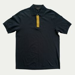 Marc Jacobs Navy Polo with Gold Braided Placket - Men's L