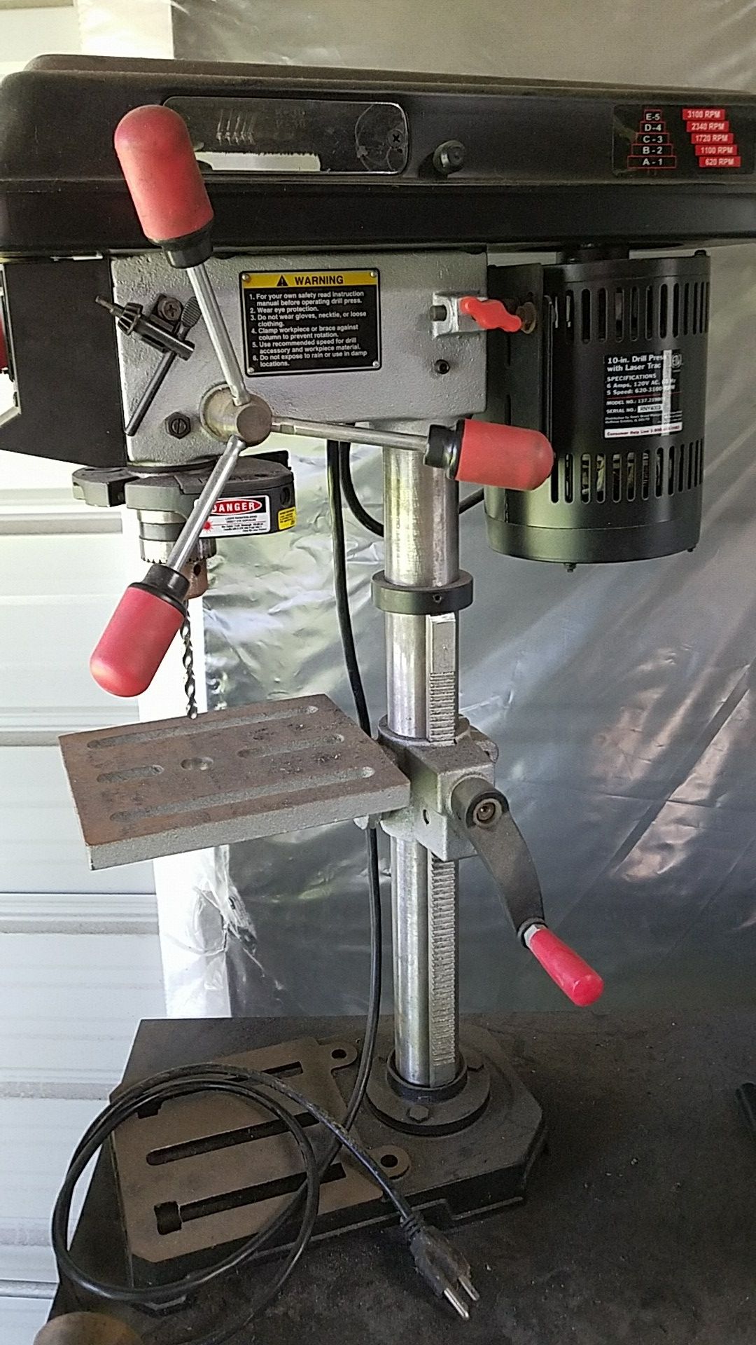 Craftsman 10" Bench Drill Press Laser 2/3 HP Motor Laser Trac for