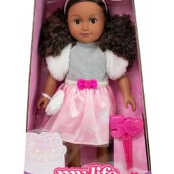My Life As Poseable Hello Kitty 18" Doll, Dark Brunette Curly Hair, Brown Eyes, 50th Anniversary Edition