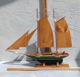 Wooden Schooner Boat Made In Maine-$85.00