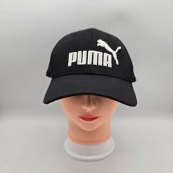 PUMA Black Stretch Fit Baseball Cap S/M White Logo.   3