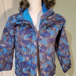 REI New Windbreaker Jacket Size 6 Or 7 Xs Hooded Removable Fur Light Weight 