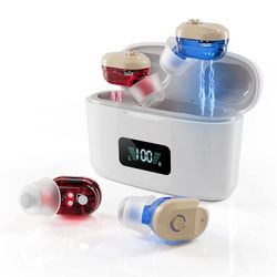 Rechargeable Hearing Aids for Seniors Adults with Noise Cancelling, Digital Hearing Amplifier Comfortable Wear, Magnetic Contact Charging Box