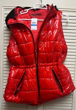 Michael kors red metallic hoodie vest NEW SIZE XL