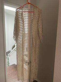 Brand new Sheer Floral pearls Lace Maxi Kimono Cardigan size M