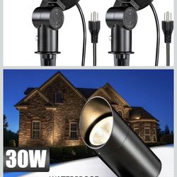 SUNVIE 30W Spot Lights Outdoor LED Spotlight 120V 3000LM Ultra Bright Flag Pole Light with Metal Stake, Warm White Flood Light Landscape Lighting for 