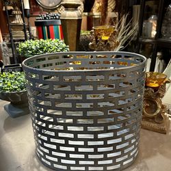 Unique Distressed Oval Gray Vase With Cutouts 