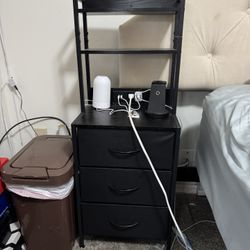 Black Night Stand With Plug In/usb Ports 