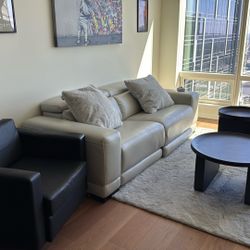 Leather Couch  , End Table And Coffee Table Chair 