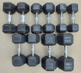 Rubber Hex Dumbbell Pairs 20-50lbs
