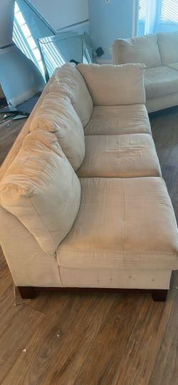 Beige Fabric 2 piece sectional sofa with left and right armrests