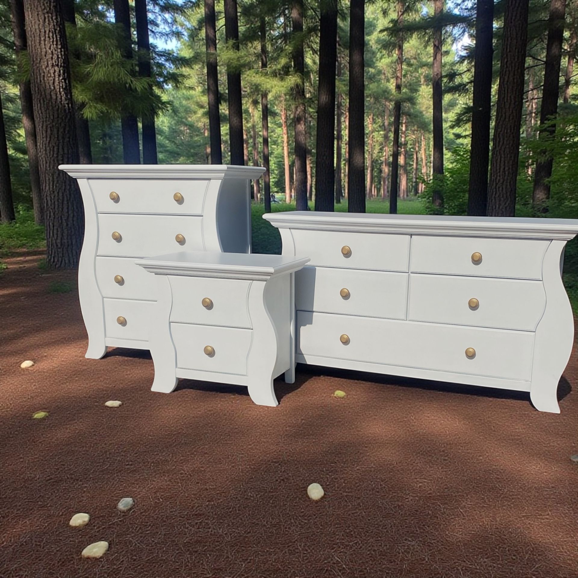 Large Dresser Chest & Nightstand 3pc Bedroom Set Solid Wood New