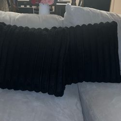 2 Fuzzy Black Sofa Pillows $15 for Both