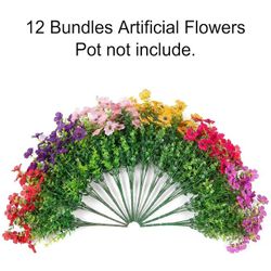 12 Bundles Artificial Flowers for Outdoors