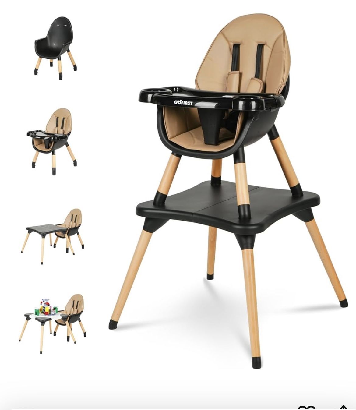 Convertible Wooden High Chair for Babies and Toddlers