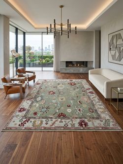 Sage Green 100% Wool Handmade Oushak Area Rug 8x10