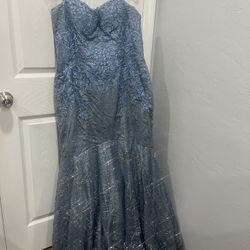 Light Blue Long Mermaid Dress 