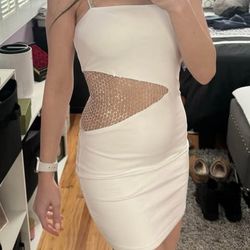 Superdown Cia Mini Dress Size XS– White Mesh Cutout (Sold Out Style)