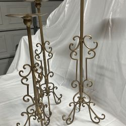3 Gold Candle Holders