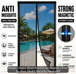 Brand new in package Z-Series Heavy Duty Magnetic Screen Door with Self-Closing Gravity Bar & Full Install Kit - Suitable for Patio/French Doors, Pet-