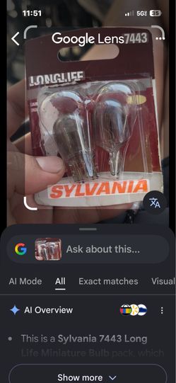 Sylvania 7443 Long Life Miniature Bulb