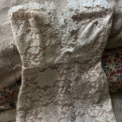White Lace Strapless Dress! Perfect For Small Wedding Ceremony Or Graduation.