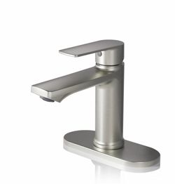 Brushed Nickel Bathroom Faucet, Modern Single Handle One Hole Bath Vanity Sink Faucet With Pop Up Drain And Deck Plate For 1 Or 3 Holes