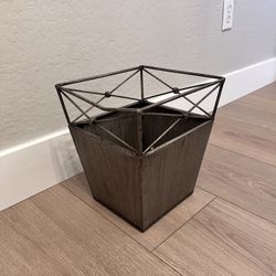 12” Tall Pewter Heavy Metal Trash Can- Wastebasket- Trash Bin