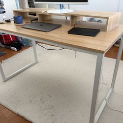 Desk with Dual Monitor Stand Riser