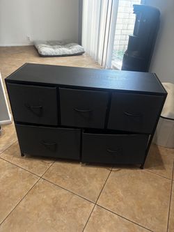 Black 5-Drawer Fabric Storage Dresser