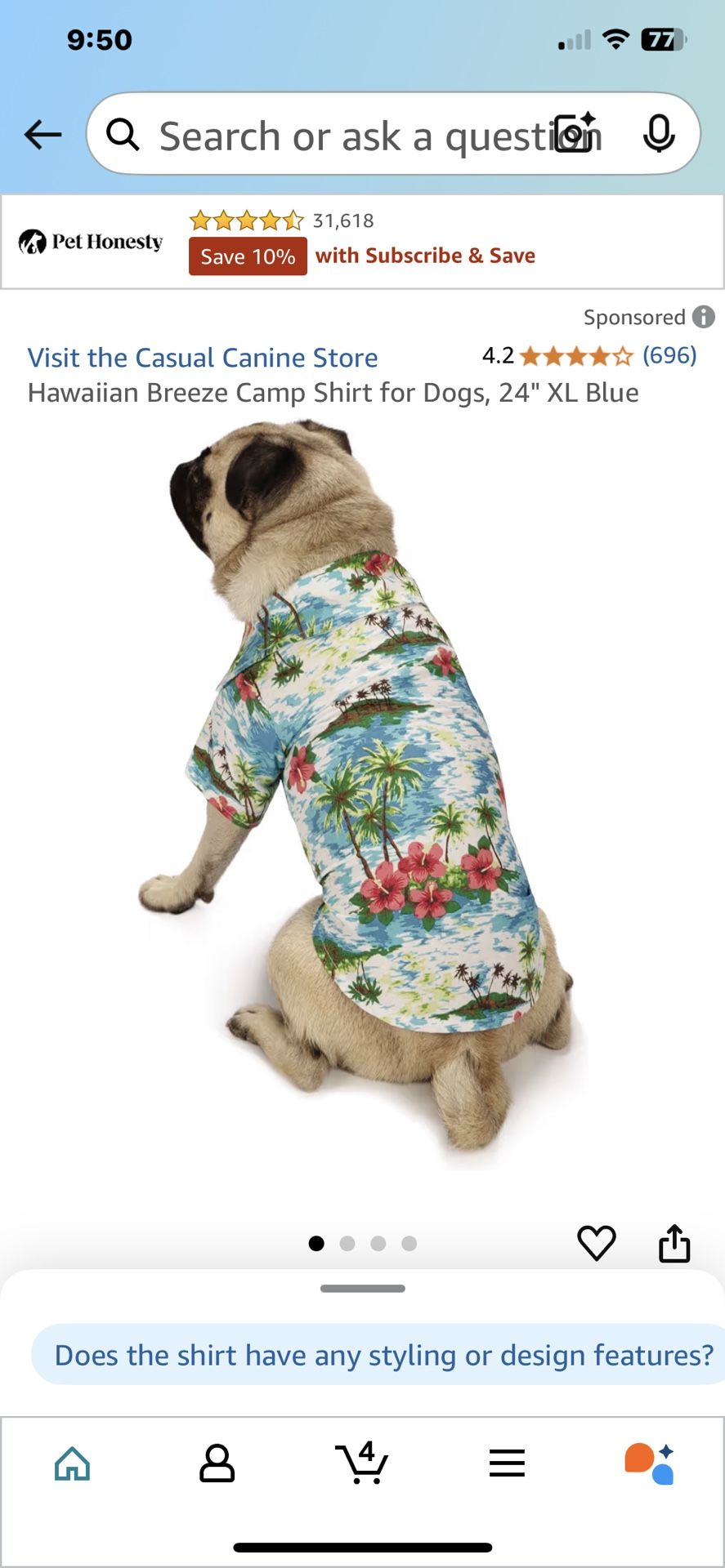 Large Dog Shirt New With Tags