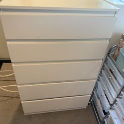 Two white dressers, 5 Drawers - IKEA 