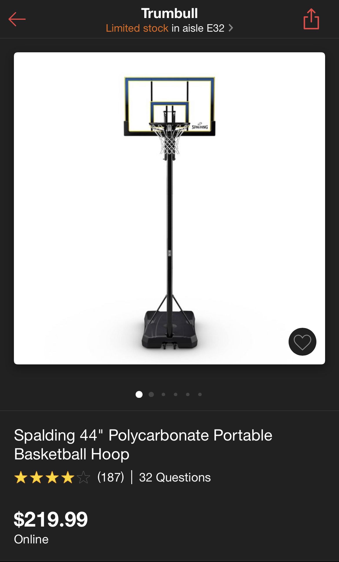  Basketball Hoop Portable 44”