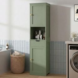 🛁✨ BRAND NEW 64" Tall Bathroom Storage Cabinet – Sage Green ✨🛁

