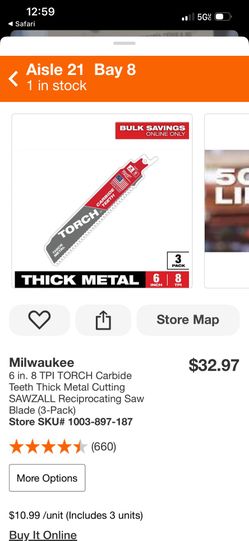 Milwaukee Sawzall Torch Blades 3 Pack