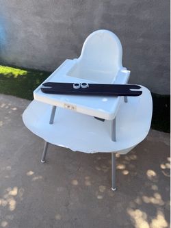 IKEA ANTILOP High chair & Catchy Foot Rest with safety belt, white grey for Baby Infant Toddler Child