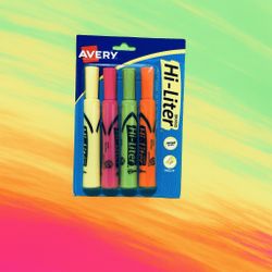 Avery Hi-Liter Chisel Tip Highlighters – 4 Pack