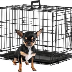 Dog Crate | 18" | Black | Foldable Metal Kennel with Single Doors