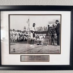Framed Photograph Of Lou Gehrig’s Farewell Speech At Yankees Stadium July 4 1939