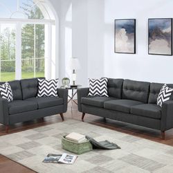Gray Sofa And Love Seat Set