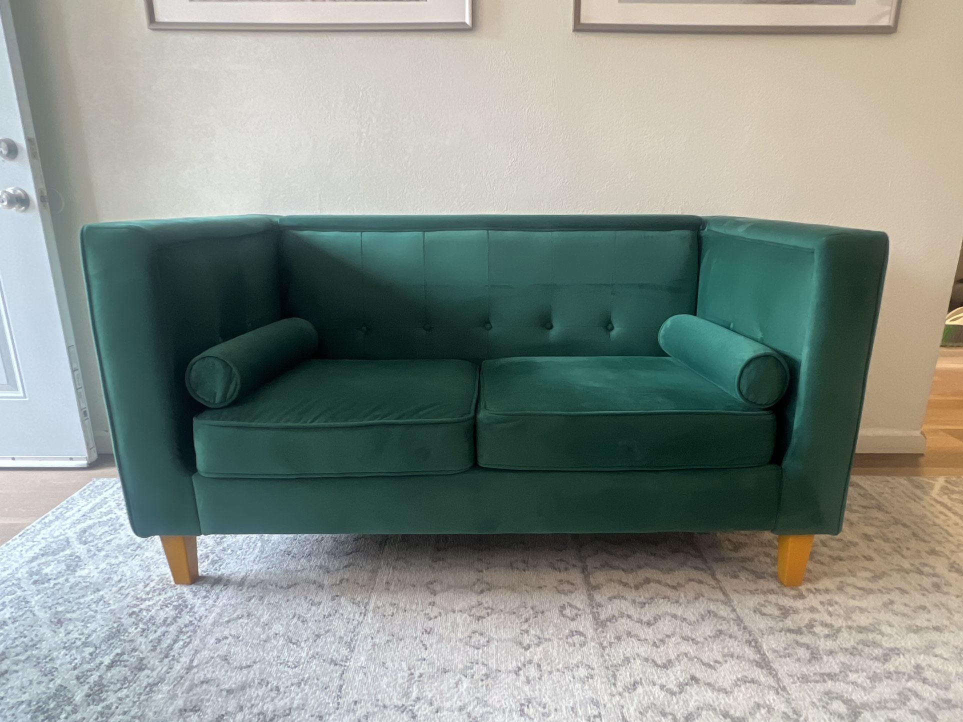 Love Seat - Small Sofa - Velvet Green