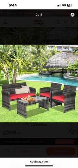 Costway 4-Piece Outdoor Rattan Patio Furniture Set